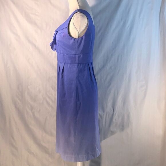 Antonio Melani Linen Light Blue Umbra Sleeveless Ruffled V Neck Sheath Dress 2 - Picture 3 of 7